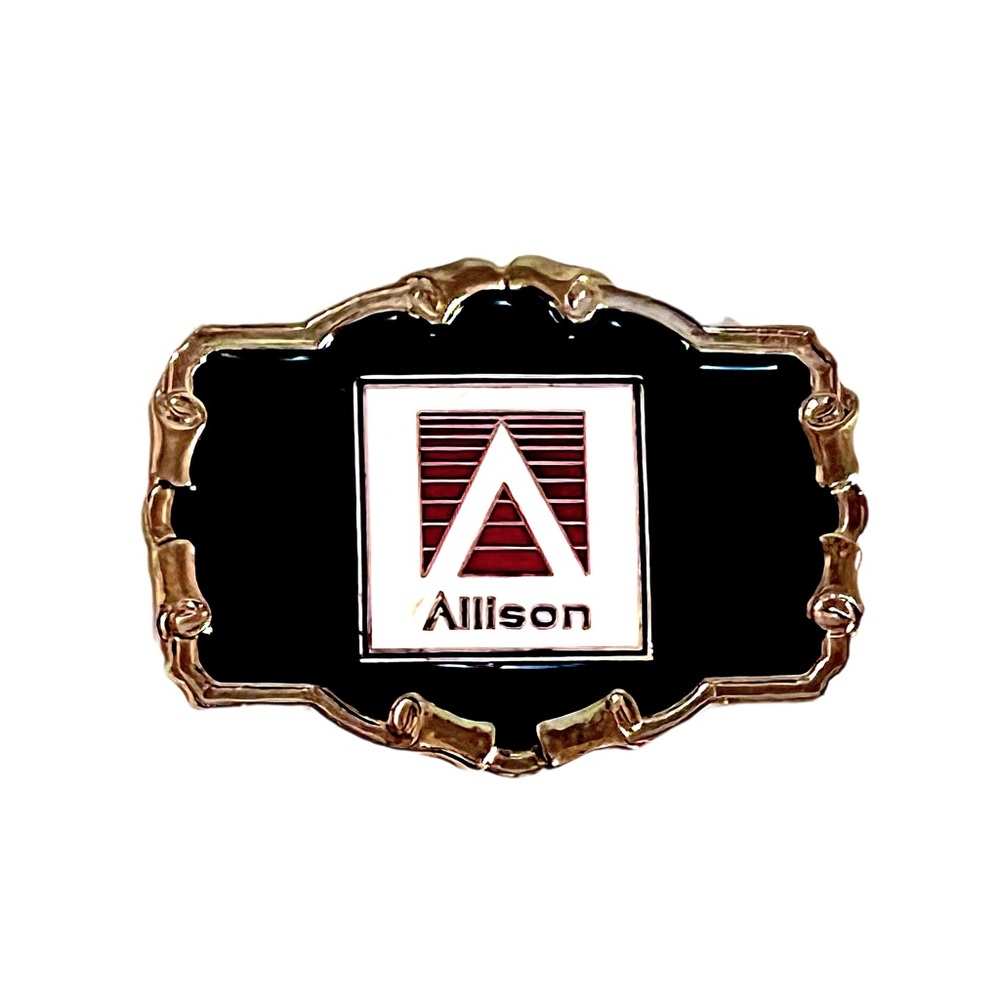 Vintage Allison Belt Buckle Black Enamel On Metal Great Condition